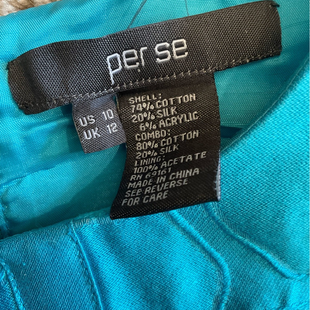🩵 ✨ Per Se Blue Sheath Midi Dress Cotton Silk Blend 10 EUC Old Money Luxury - Picture 3 of 6